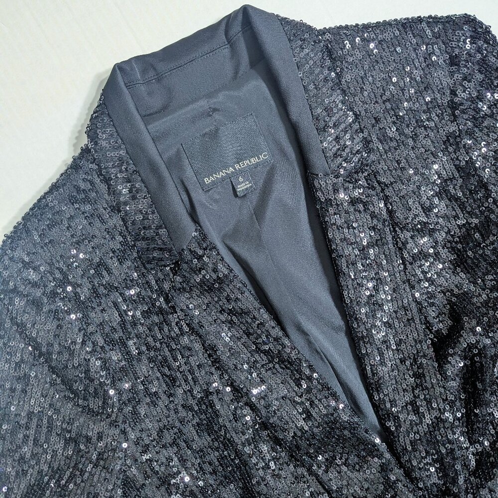 NWOT Banana Republic Soft Sequin Blazer Jacket, Black, Size 6 - Picture 10 of 15